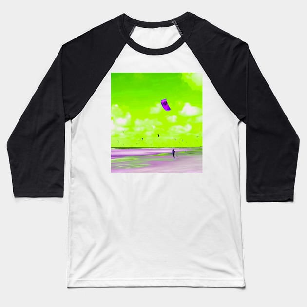 Lonely Kite Beach No. 4 Baseball T-Shirt by asanaworld
